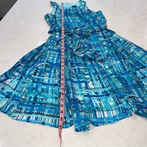 Chaps Aqua and Blue Flare Dress Size 10 - Picture 4 of 10